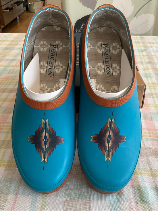Pendleton Shoes - Pendleton Pagosa Spring Torquoiseand brown slip-on rubber clogs
